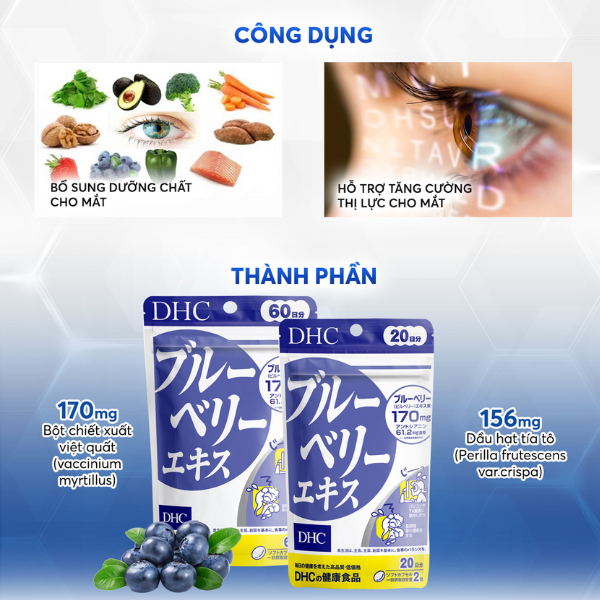 Viên uống DHC Bổ Mắt Việt Quất 60 Ngày (4) Viên uống DHC Bổ Mắt Việt Quất 60 Ngày